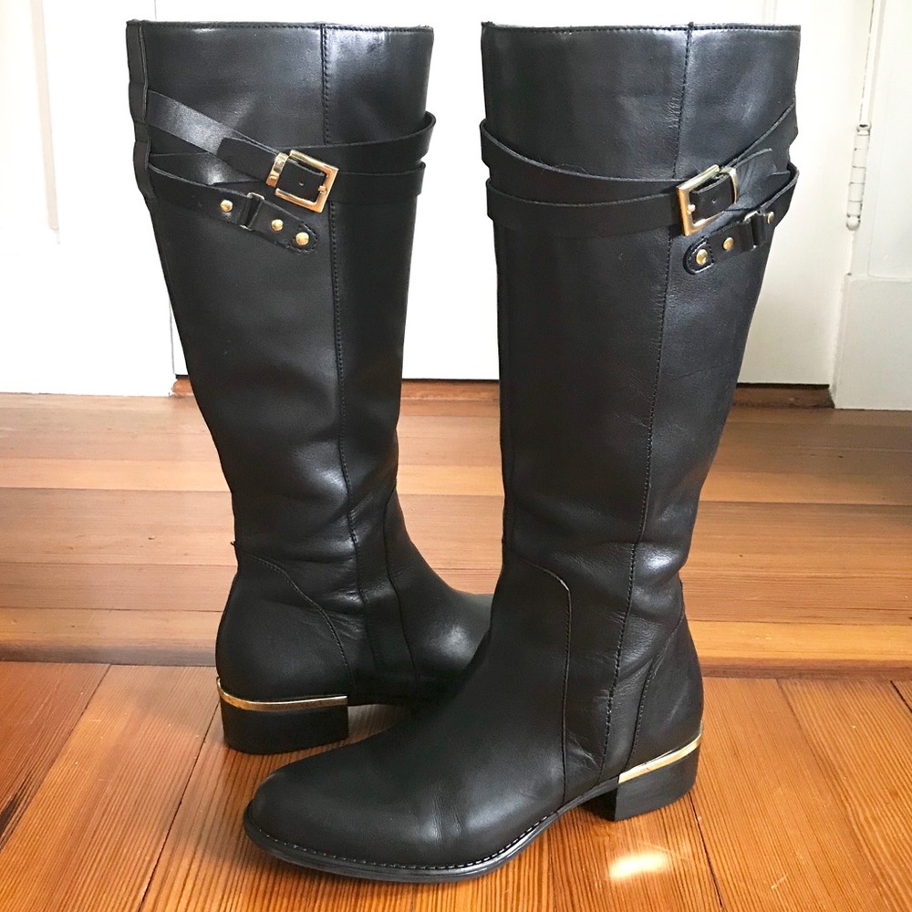 Franco Sarto boots with gold trim, size 8.5
